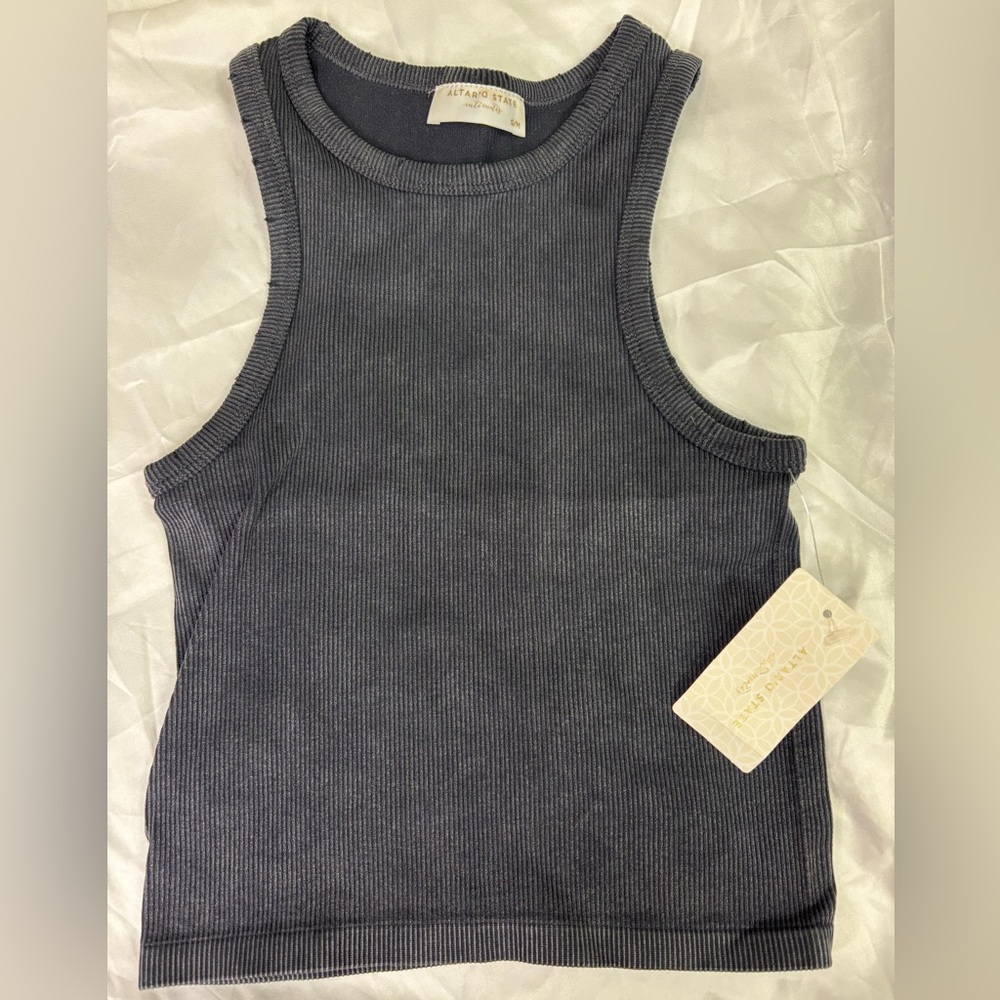 NWT Altar'd State Black Seamless Ribbed Tank Top - S/M